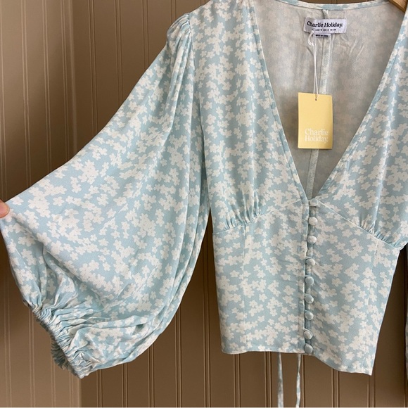 NWT Charlie Holiday Floral Corset Like Blouse Top Women’s Size 6 - Picture 2 of 11